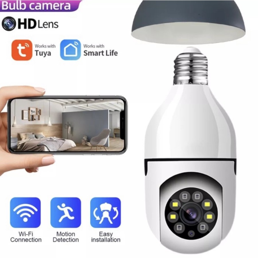 KAMERA CCTV LAMPU TANPA WIFI OUTDOOR 360 DERAJAT BOHLAM BISA SAMBUNG HP JARAK JAUH SPY CAM JS155