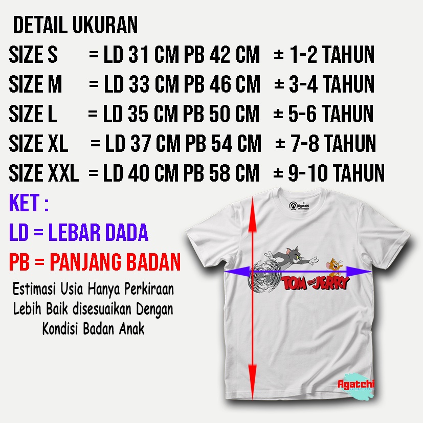 Tom &amp; Jerry - Kucing Dan Tikus , Baju Anak / Kaos Atasan Anak Laki Laki / Kaos Distro Anak / Kids T Shirt