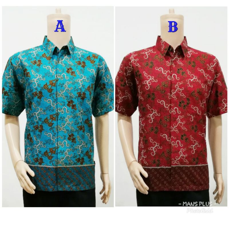 Kemeja Pria Jumbo 4L-5L Lengan Pendek Atasan Baju Hem Batik Big Size Ukuran Besar RST Br-Mrh