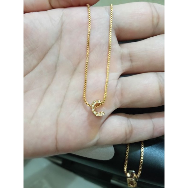 Kalung huruf/inisial A sampai z  xuping wanita berlapis emas dengan mata zircon uk45cm.