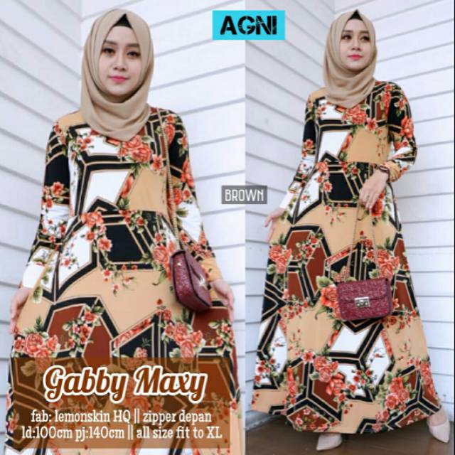 Gabby Maxy Flower Murmer Bahan Lemon Skin HQ New Arrival Ori Agni