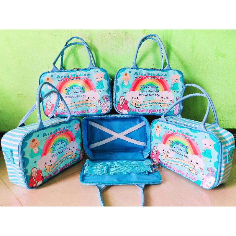 Tas mini koper gambar printing castem.ada tali karet penjepit.free desain