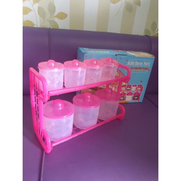 kitchen set rainbow rak bumbu set wadah bumbu set