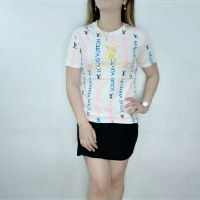Kaos anak import Blouse full logo LV white