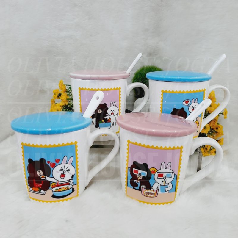 Mug Bear Beruang Kelinci Tutup Keramik Cangkir Bear Beruang Kelinci Keramik Gelas Bear Beruang Kelin