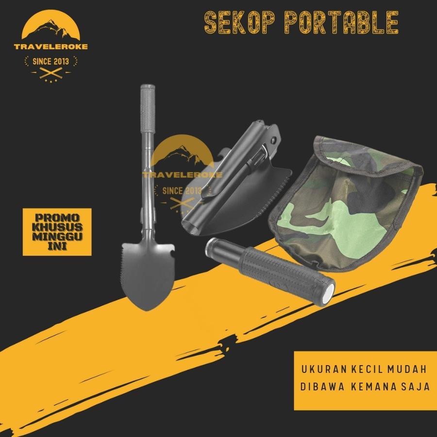Sekop Pacul Cangkul Mini Lipat Portable Alat Camping Berkebun Multifungsi