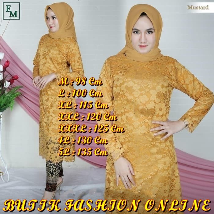 SETELAN KEBAYA BROKAT KEBAYA TUKIN JUMBO WARNA GOLD