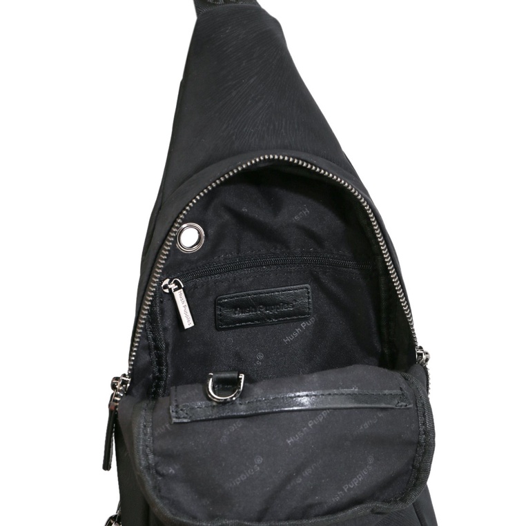 TAS SELEMPANG DADA/BADAN PRIA HUSH PUPPIES SLING CHEST/BODY/BAG ORIGINAL HITAM BLACK HM150