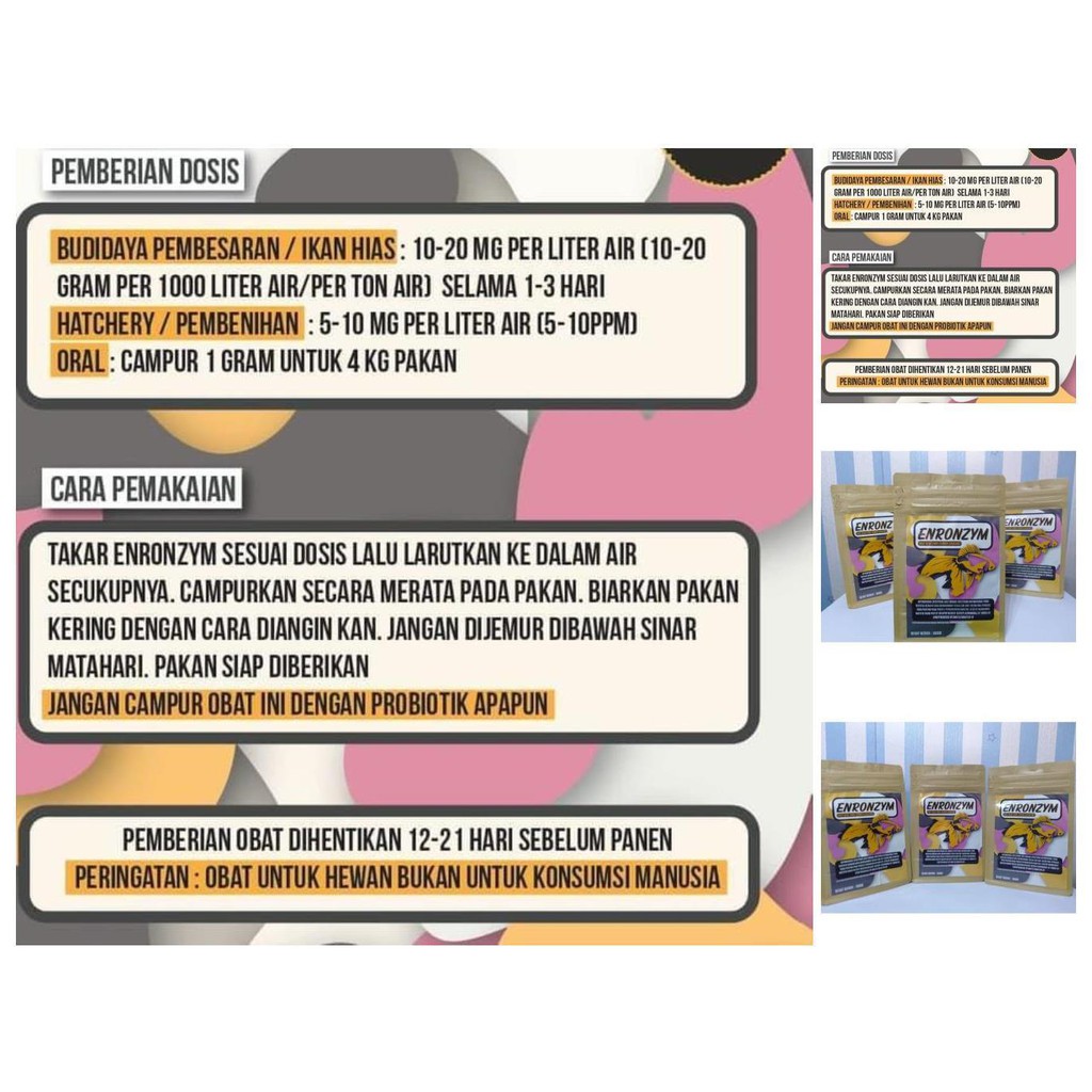 obat enro penyakit ikan / obat penyakit enro enronzym kemasan 100gr