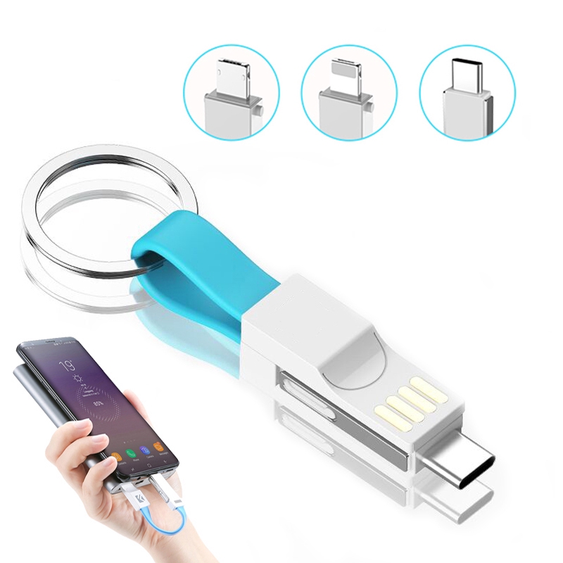 3in1 Kabel Data / Charger Micro USB + Tipe C Fast Charging Mini untuk iPhone / Android