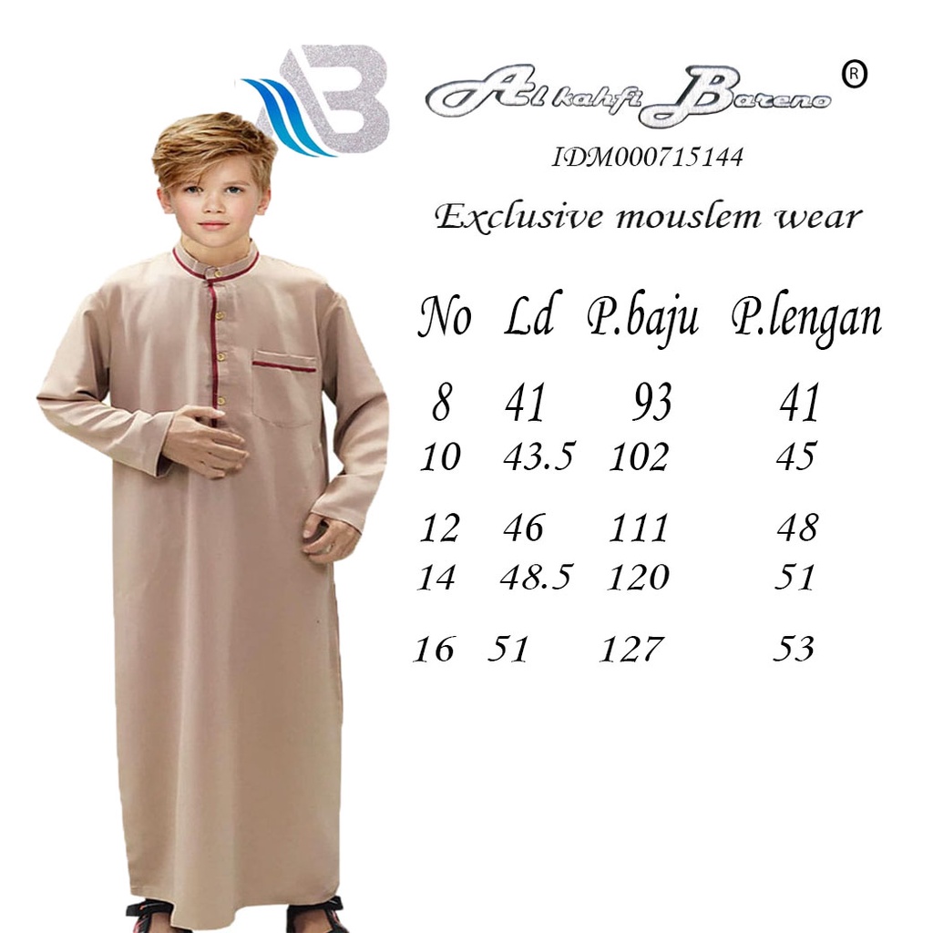 Baju Koko Anak/ Gamis Anak Laki Laki Jubah Anak Laki Laki Lengan Panjang Al qadr/AB Alkahfi Bareno