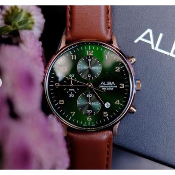 [ PROMO ] Jam Tangan Pria AM3688 Alba AM3688X1 Tali Kulit Original Chronograph Aktif Garansi Resmi