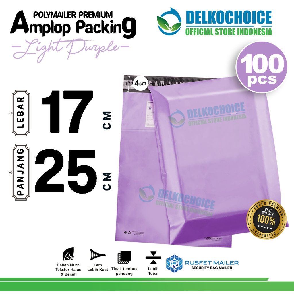

Polymailer Polos LIGHT PURPLE 17x25cm Amplop Plastik Packing Olshop PREMIUM / PACK