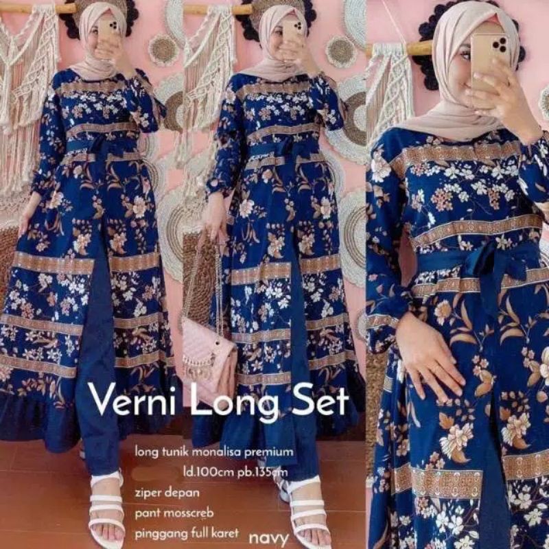 verni long tunik set //verni set// verna long set // setelan monalisa// libona long set