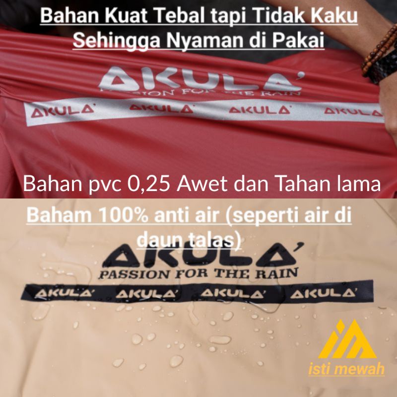 Mantel Hujan Akula Jas Hujan Pria Wanita Setelan Bahan PVC 0.25