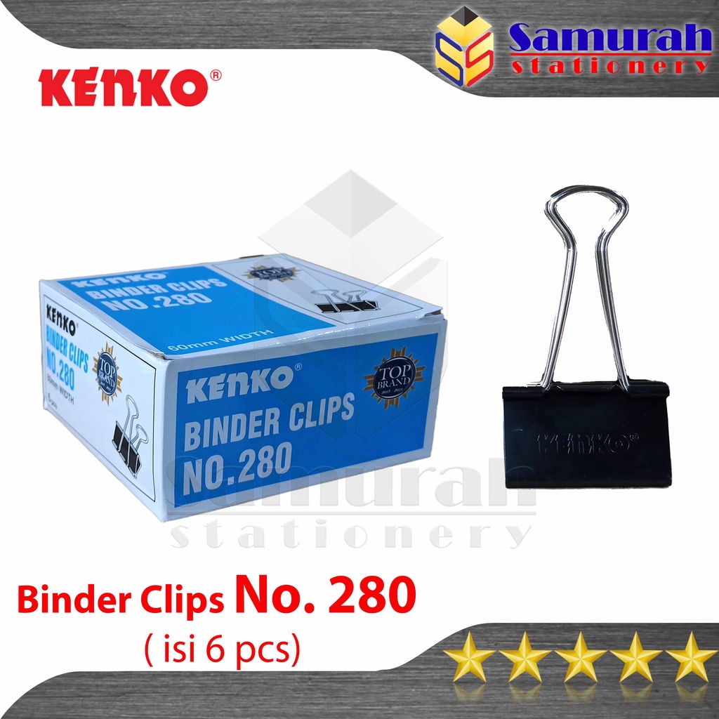 

Binder Clips No. 280 Kenko / Clip Hitam Tebal / Klip Jepit Kertas Besar Lebar 60 mm