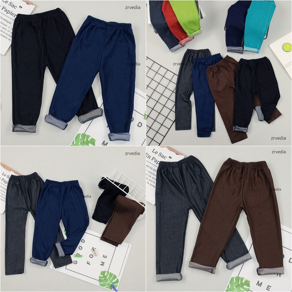 LEGGING Denim Kids Bayi - 7 tahun/ Leging Semi Celana Panjang Lejing Laging Polos Jeans Denim Anak Laki Perempuan kiosbalitaprrillia