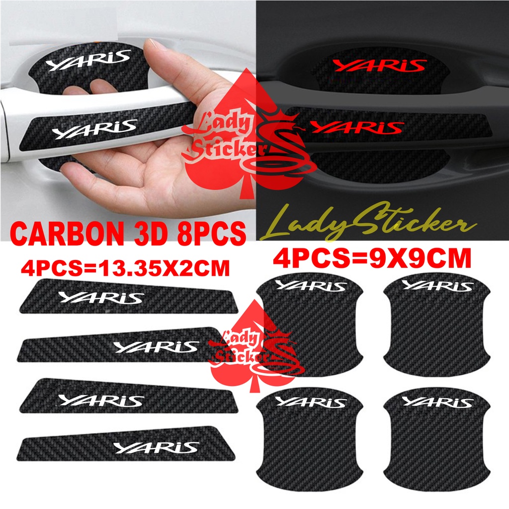 Sticker handle mobil yaris sticker karbon 3d pelindung handle gagang pintu mobil toyota yaris