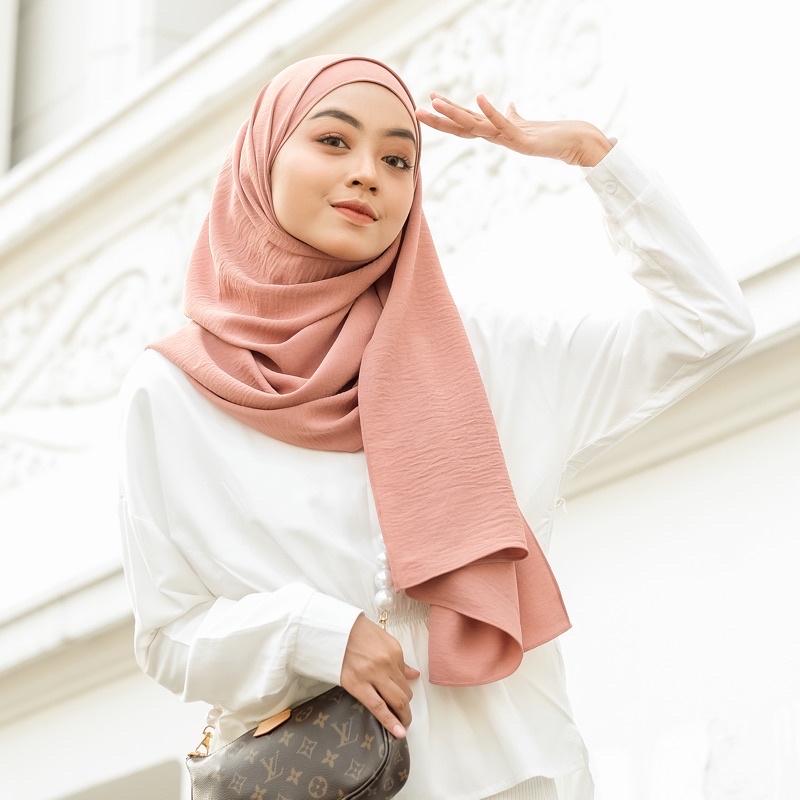 Meira Shawl | Pashmina Polos Kolaborasi Meiraniap x Yeppushop-Smoky Salmon
