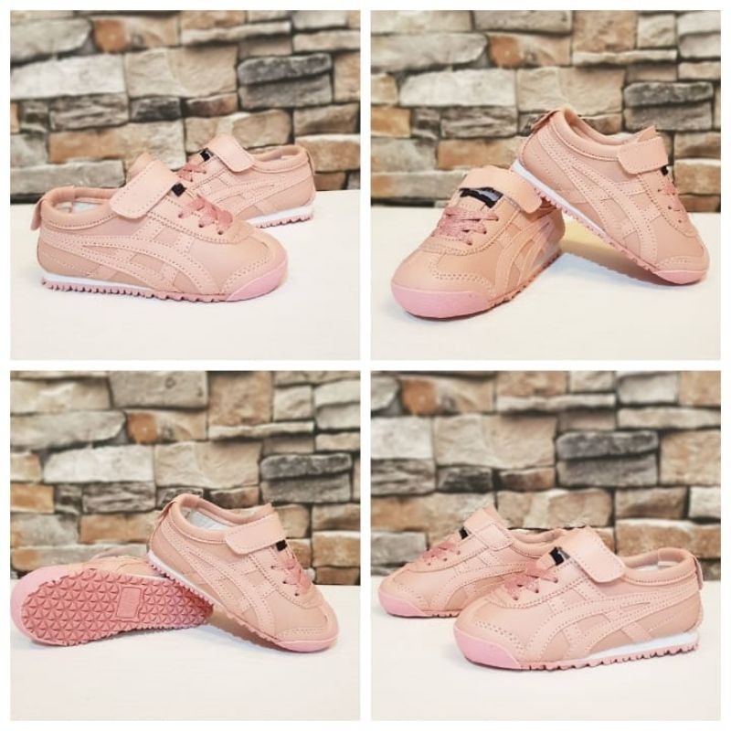 Sepatu Anak Onitsuka Tiger Pink tipe perekat kombinasi tali