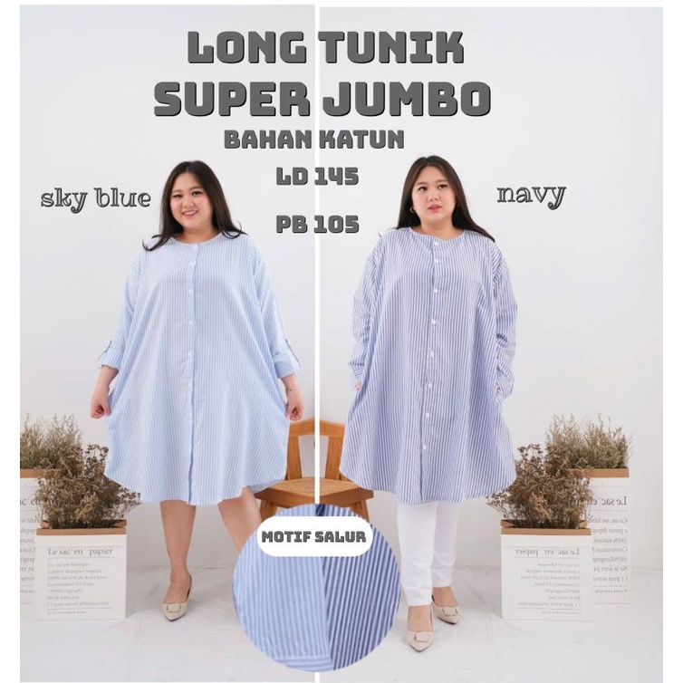 tunik wanita jumbo salur Ld145cm