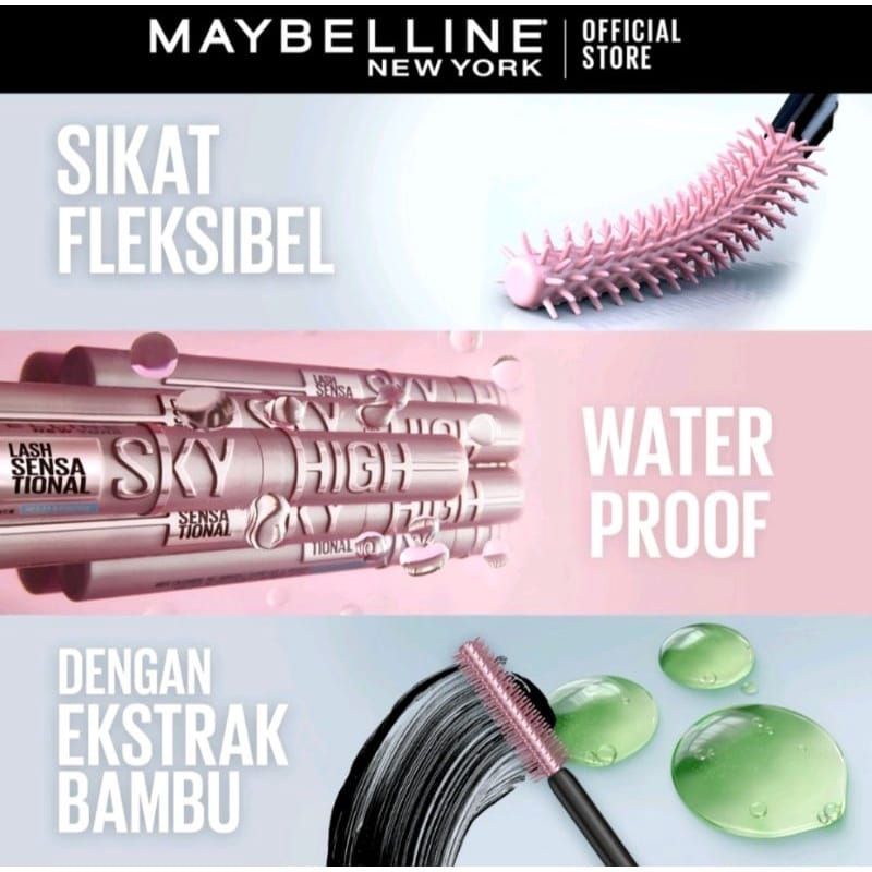 Maskara Maybelline Sky High Waterproof Mascara Black ~ Original 100%