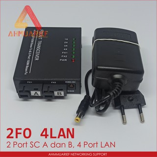 Media Converter Fiber Switch 2 Port FO SC AB 4 Port LAN RJ45 2SC 4RJ45 Fiber Optik