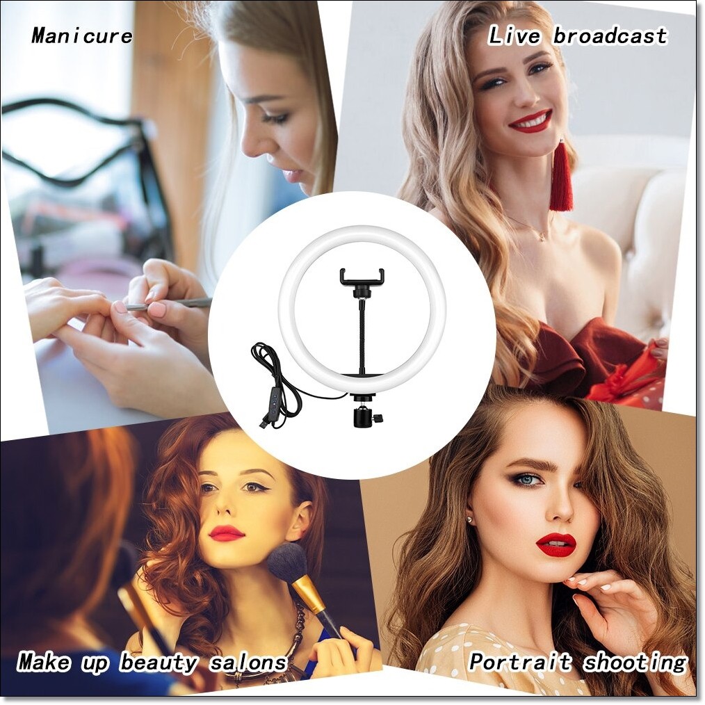 Lampu Halo Ring Light LED Kamera 12W 10 Inch 26cm + Smartphone Holder - RL-21