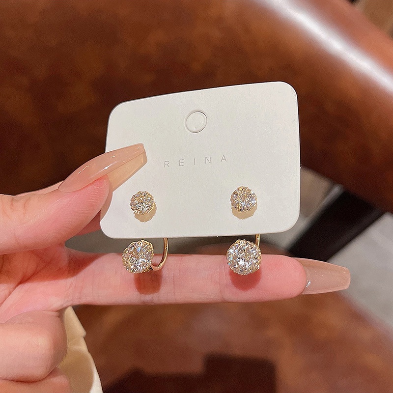 Anting Tusuk Sterling silver 925 Dengan Batu Zircon Mewah Untuk Wanita