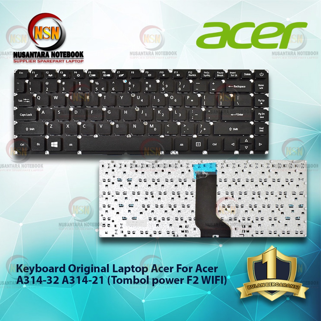 Keyboard Acer For Acer A314-32 A314-21 (Tombol F2 Wifi) mirip E5-473