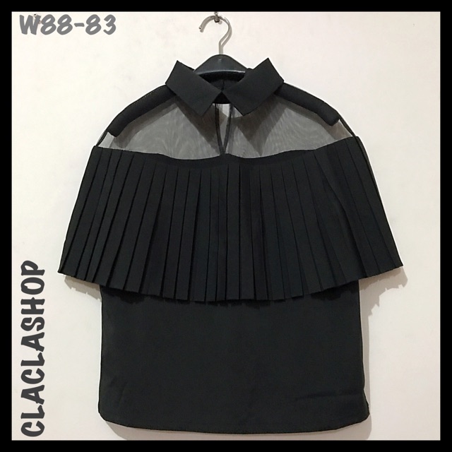 Atasan Blouse Wanita Model Plisket| Top Black Blouse|Blouse Hitam Casual Formal Perempuan