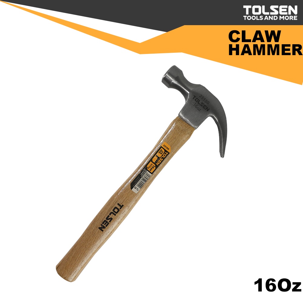 Palu/martil TOLSEN Claw Hammer 16oz TS25145 - Palu Kambing Gagang Kayu