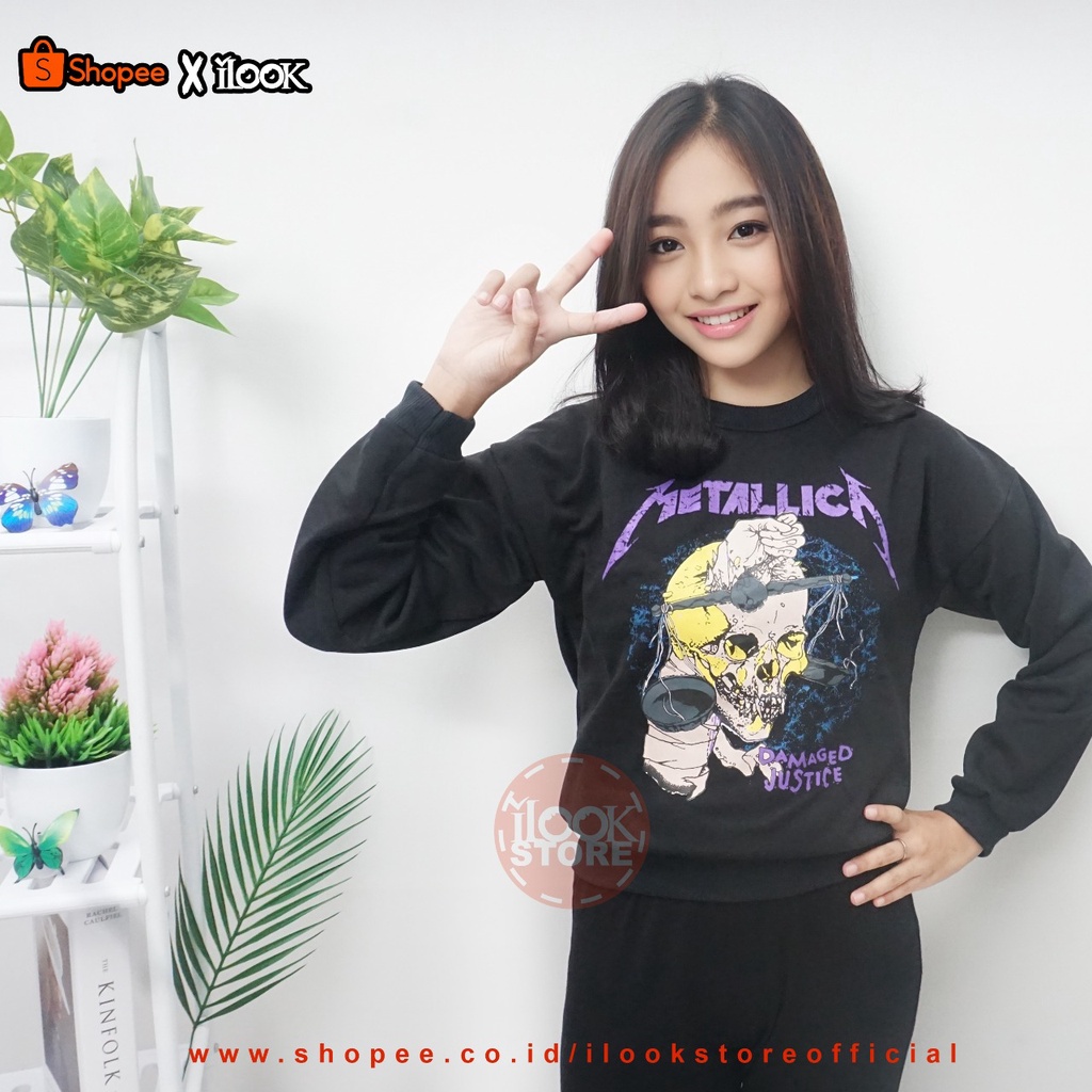 ilook | Sweater Oblong Metalica Crewneck | Sweater Metalica | Sweater Bahan Fleece