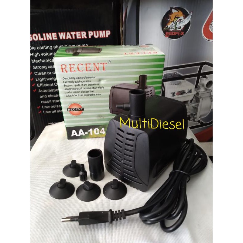 Pompa Celup Aquarium RECENT AA-104 × Pompa Kolam Ikan AA-104 RECENT