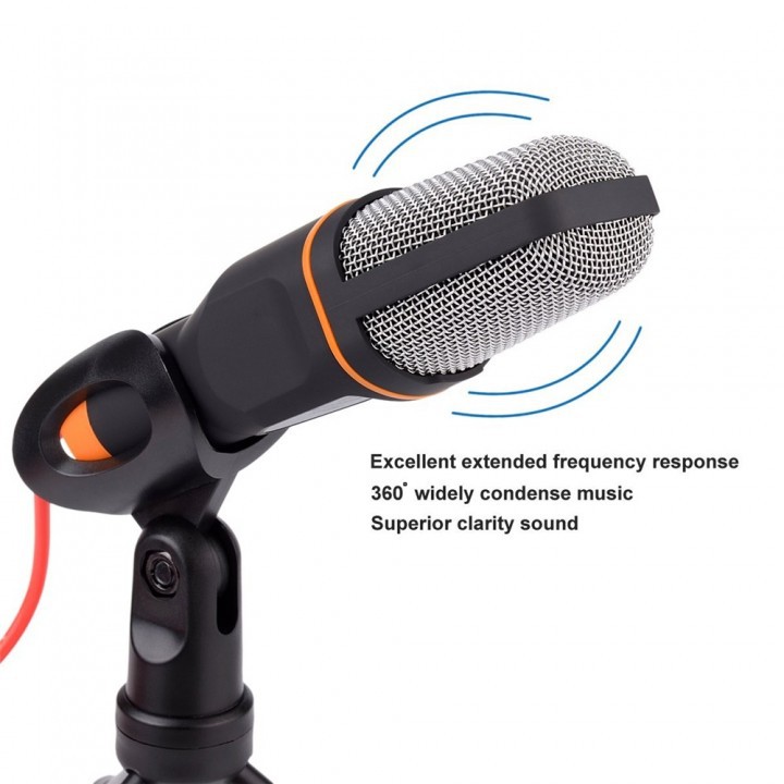 SF-666 Wired Stereo Desktop Microphone with Stand Microphone Holder