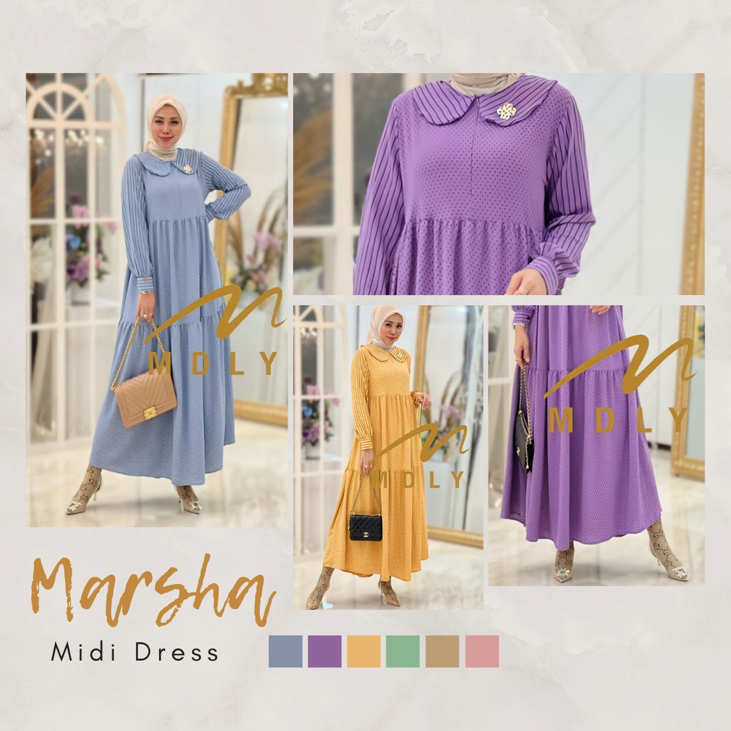 Fashion Baju Gamis Dress Muslimah  Dress Wanita Leira dress by Mdly MDLY Gold