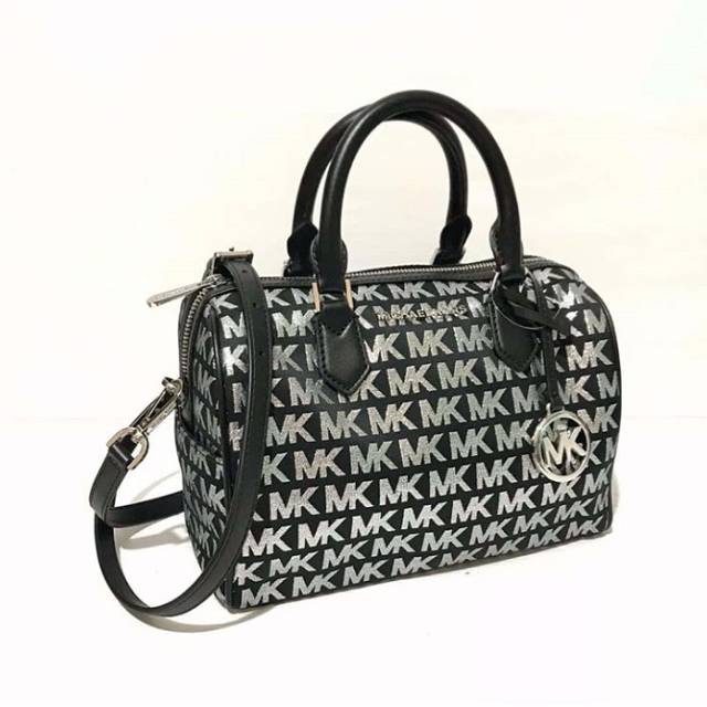 MK Michael Kors bedford signature black silver original bag tas ori authentic