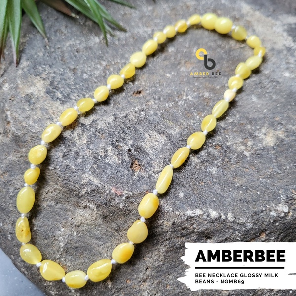 Kalung Amber Anak Anti Cranky Premium Glossy Milk Beans NGMB69 By Amber Bee