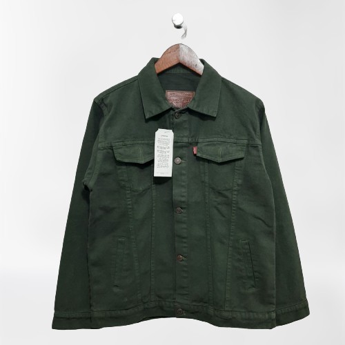 Jaket jeans pria cowok bioblizt biowash garmen hijau army maroon abu coklat dilan sandwash