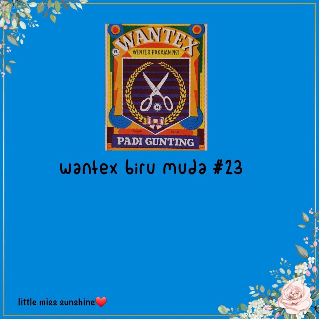 WANTEX WARNA BIRU MUDA 23 Wenter Padi Gunting Pewarna Tie Dye Baju Sumbo Sumba Kain Cotton Satuan Ecer Grosir Jumputan Ikat Art Celup Wantek Pakaian Warna Baru Murah Bagus Kualitas DYE TIE Baik Quality Malang Lancar Grosir Warna Pakaian Pewarna Wenter