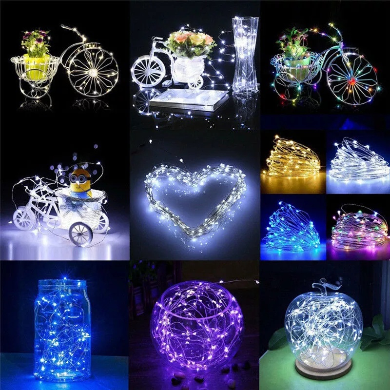 Lampu hias untuk kerajinan tangan atau hiasan lain tenaga baterai panjang 5meter isi 50 Led Lampu Hias Dekorasi 50 LED 5 Meter Multi Warna Warna Warm White Led Garland Christmas Tree Fairy Light Luce Waterproof Home Garden Party Outdoor Holiday Decoration