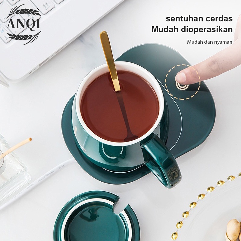 ANQI 1888 Mug Cangkir Elektrik Set Keramik Pemanas 55 Derajat Penghangat Kopi Teh Cup Coffee Warmer VS-1847