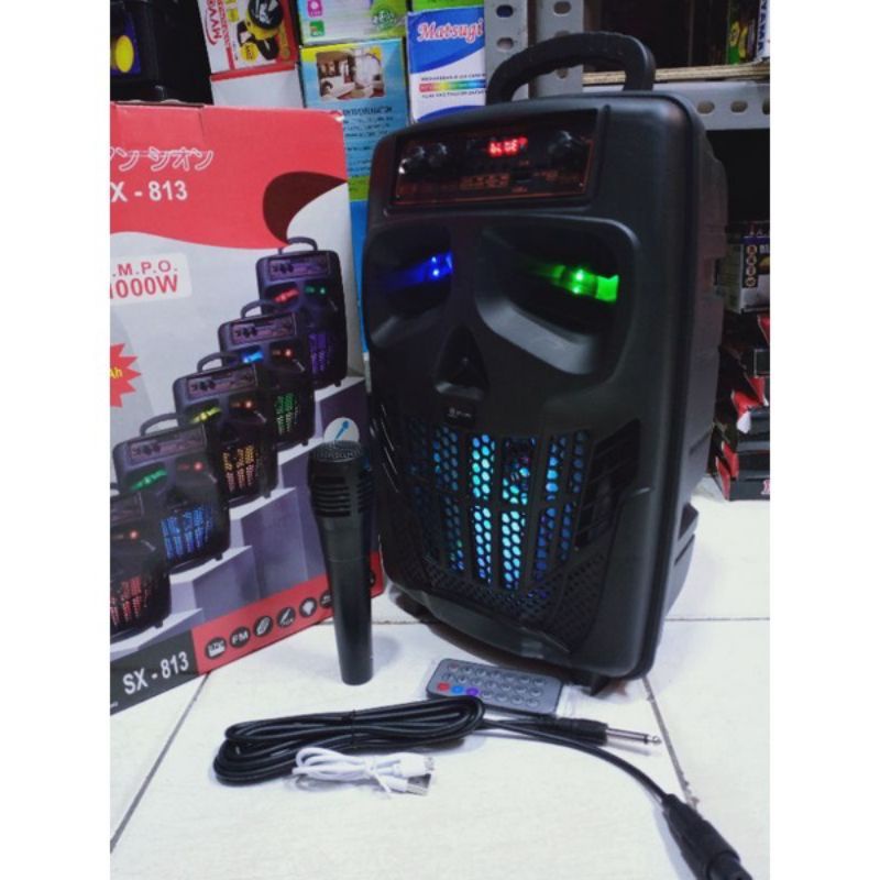 Speaker Bluetooth Karoke Terbaru SX-813/ Speaker 8,5 Inch Super Bass Dan Termurah