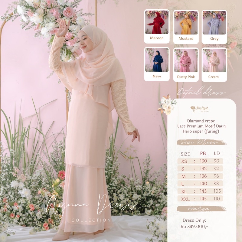 GlizHijab - Ayuna Dress | Bahan Cerutti Babydoll Gamis Malaysia Baju Kurung