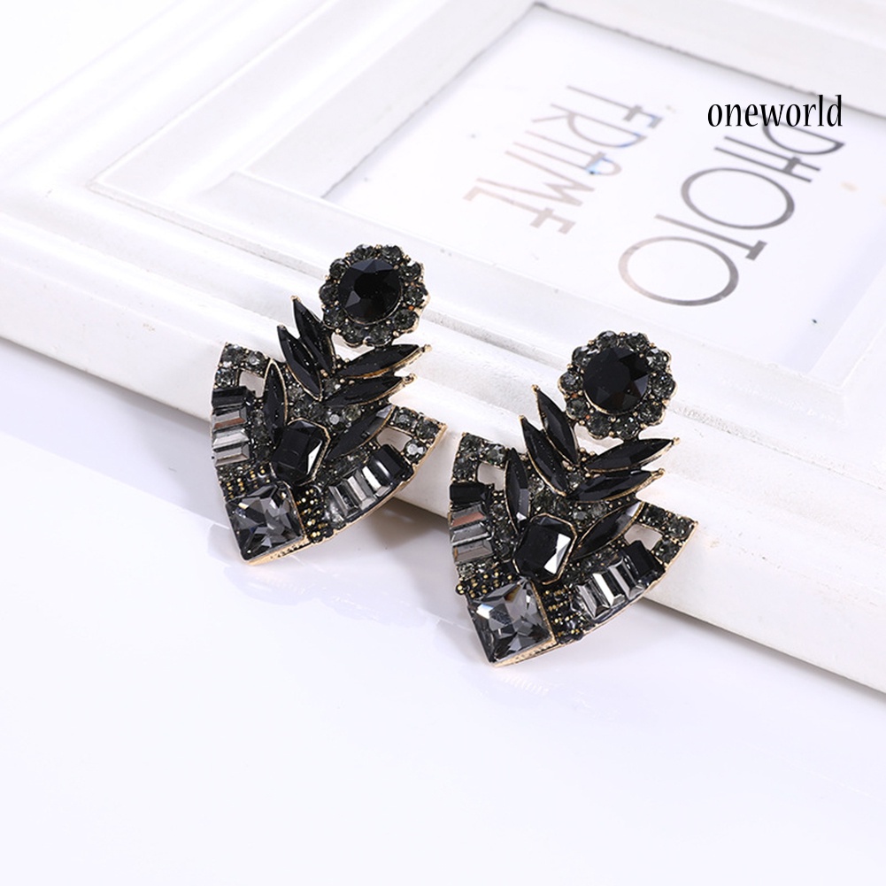 OW# Women Fashion Rhinestones Exaggerated Bohemian Ear Stud Earrings Jewelry Gift