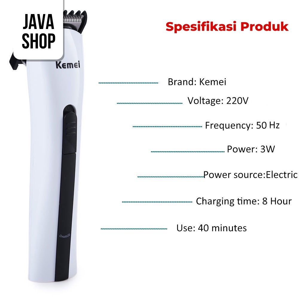 JAVASHOP Kemei Alat Cukur Elektrik Pencukur Rambut Bulu Hair Trimmer Shaver