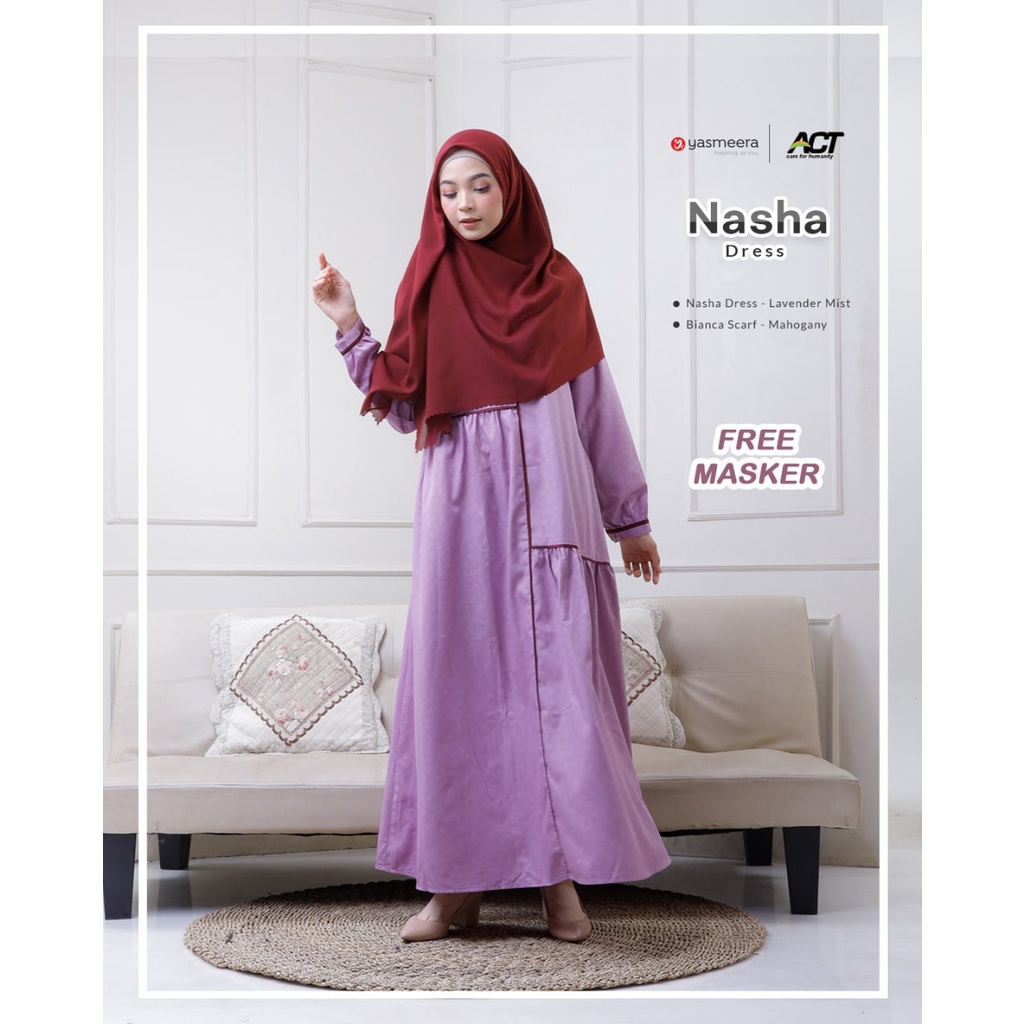 DRESS ONLY YASMEERA ORIGINAL NASHA DRESS KALE GREEN NASHA DRESS LAVENDER MIST NASHA DRESS MAHOGANY G