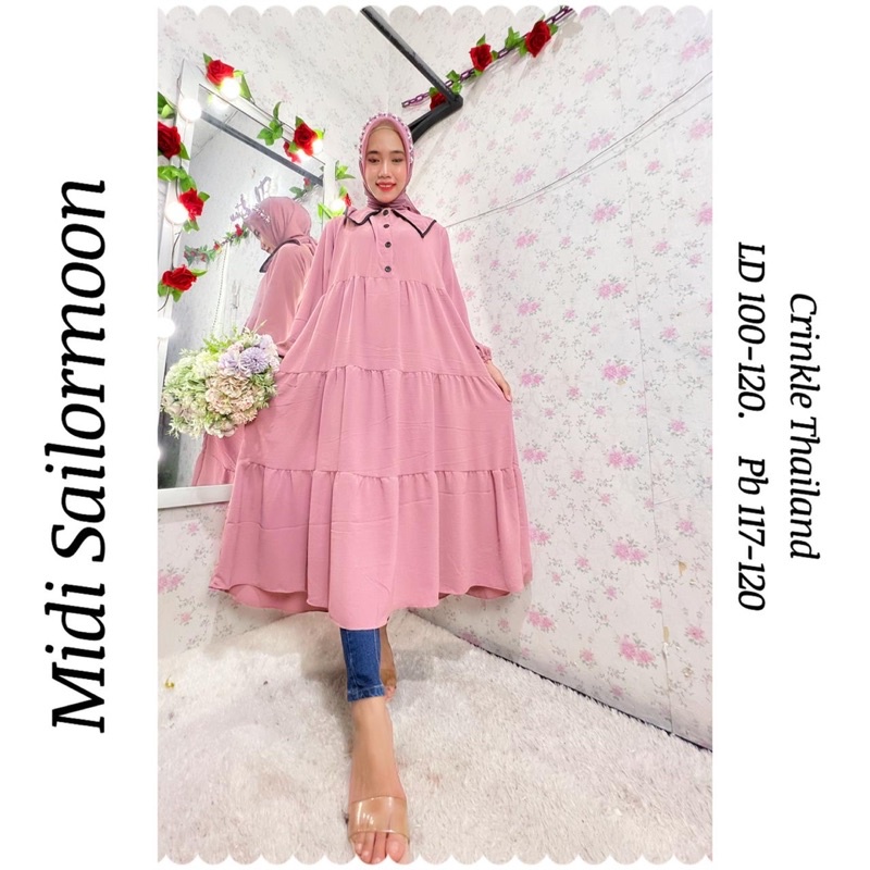 Lolita Midi Sailormoon Dress Ruby Crinkle Thai Uragiri