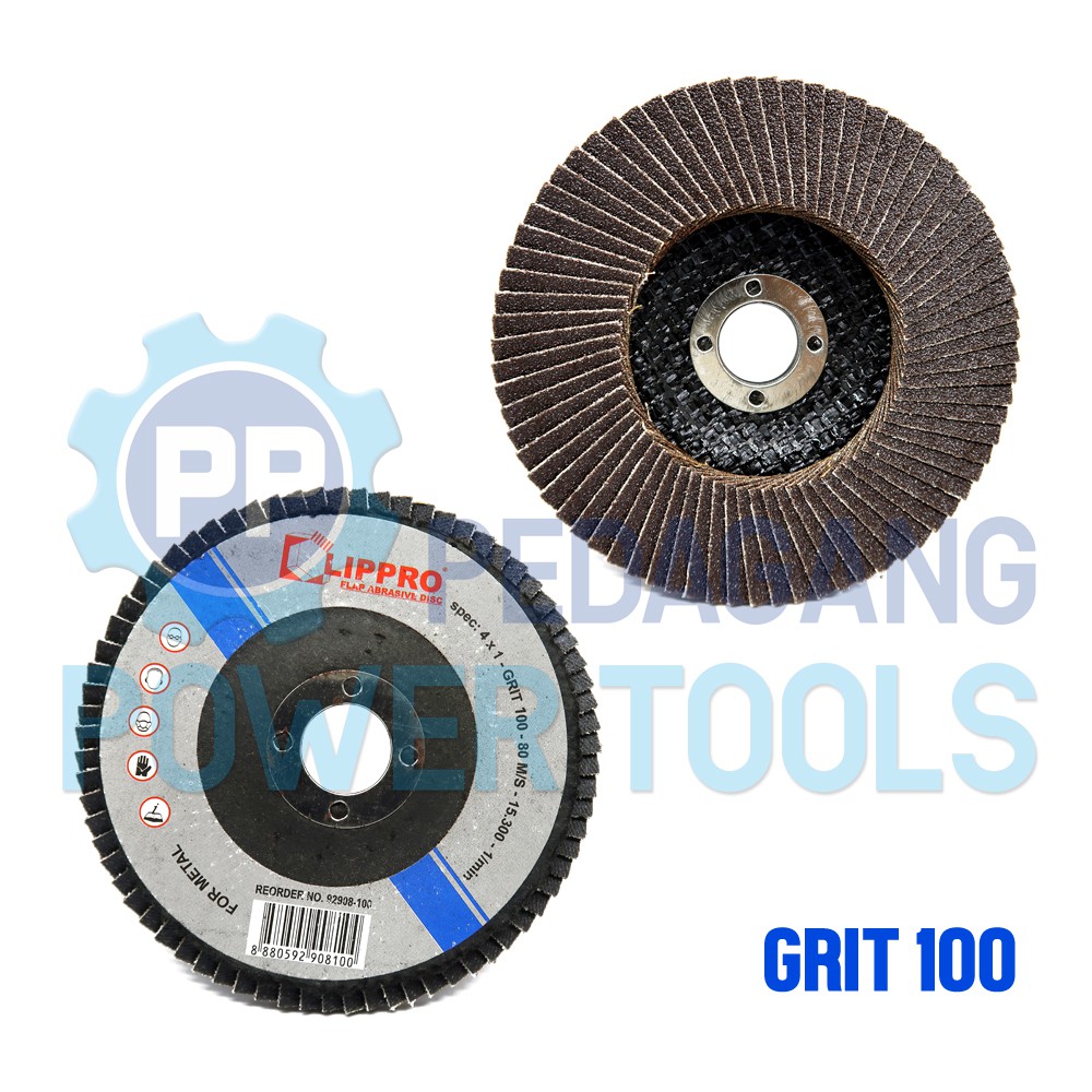 LIPPRO FLAP DISC GRIT 100 MATA GERINDA AMPLAS BESI SUSUN TUMPUK KIPAS