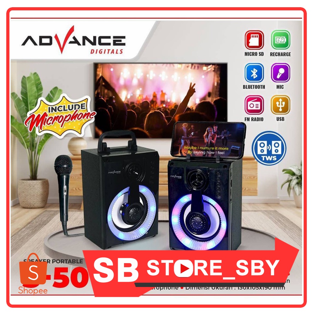 Speaker Advance Bluetooth Music Box & Karaoke S-50 4inch